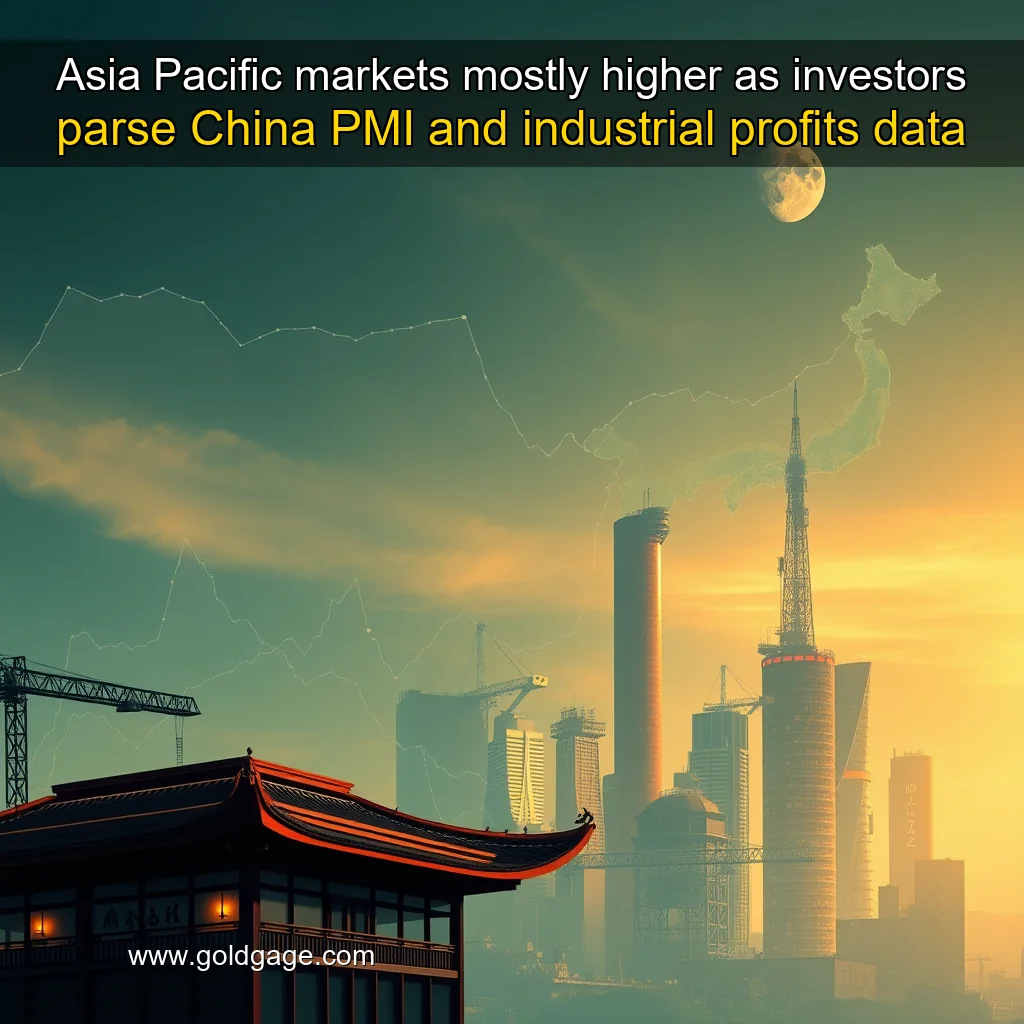 Artistic representation for Asia Pacific markets mostly higher as investors parse China PMI and industrial profits data